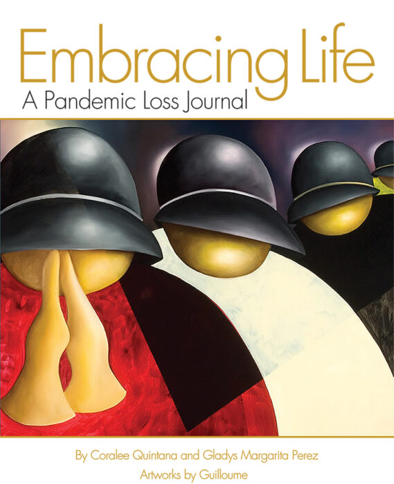 The cover of the book Embracing Life, featuring artwork by Guilloume
